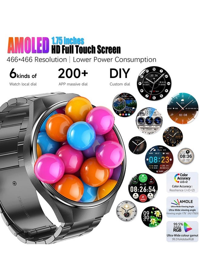 Men's Bluetooth Smartwatch, 1.75-Inch Full-Screen Touch, Bluetooth To Answer/Make Calls, Exercise And Sleep Monitoring, Message Notification Display, Universal Smart Bracelet For Android And IOS Systems, G5 Plus