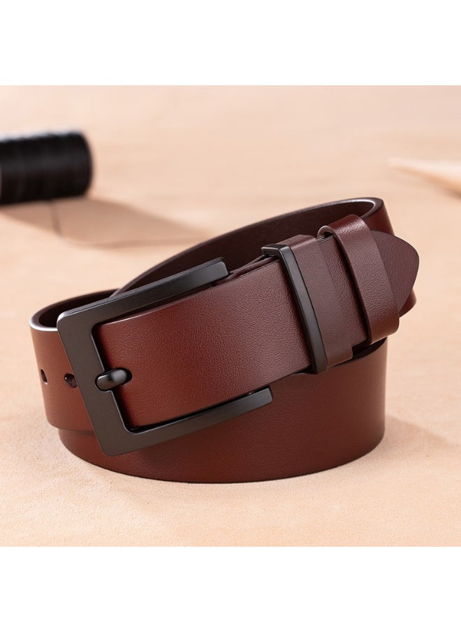 Premium Genuine Leather Mens Casual BeltBlack buckle coffee belt Black buckle coffee belt