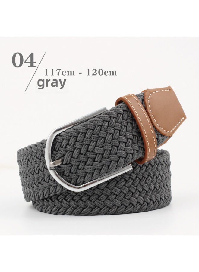 Extended Elastic Woven Belt Unisex Canvas Buckle Grey 120cm