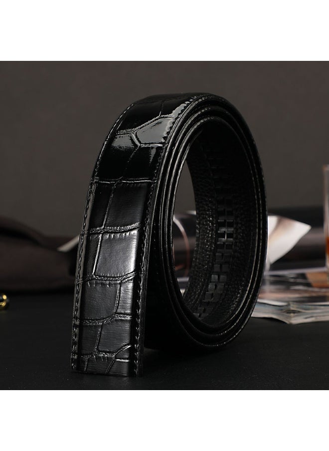 Mens Crocodile Pattern Genuine Leather Belt Coffee