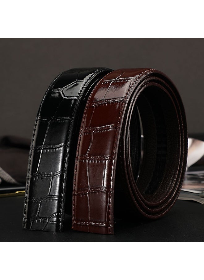 Mens Crocodile Pattern Genuine Leather Belt Coffee