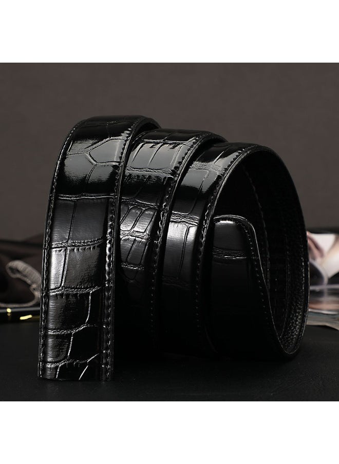 Mens Crocodile Pattern Genuine Leather Belt Coffee