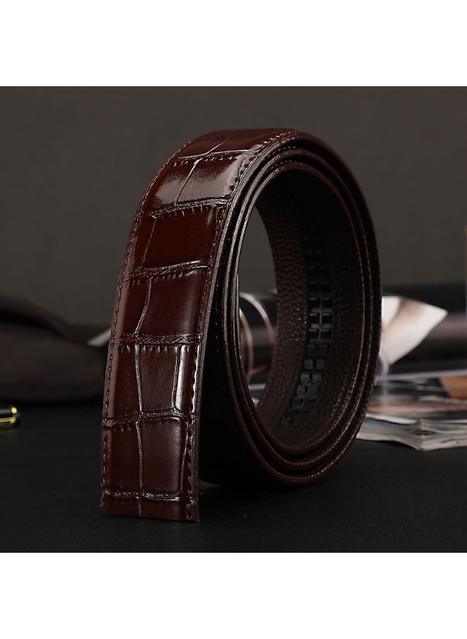 Mens Crocodile Pattern Genuine Leather Belt Coffee