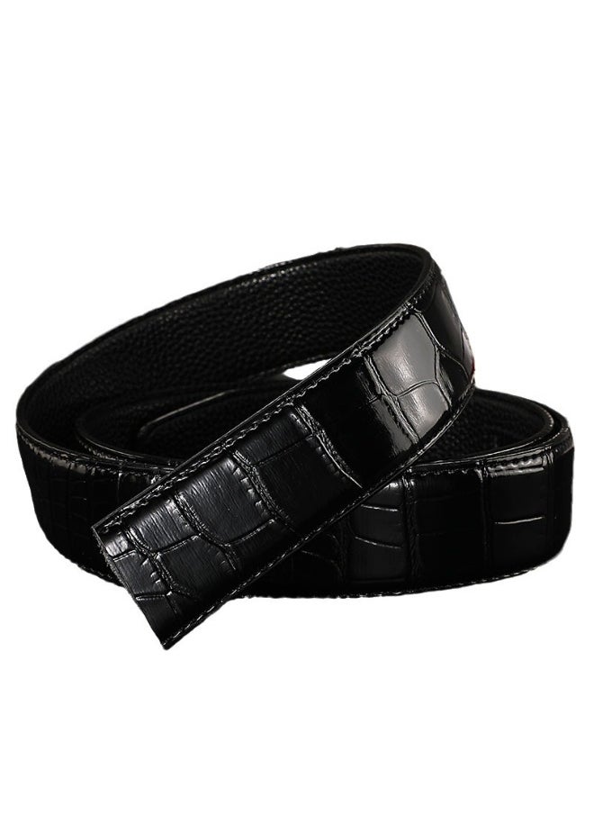 Mens Crocodile Pattern Genuine Leather Belt Coffee