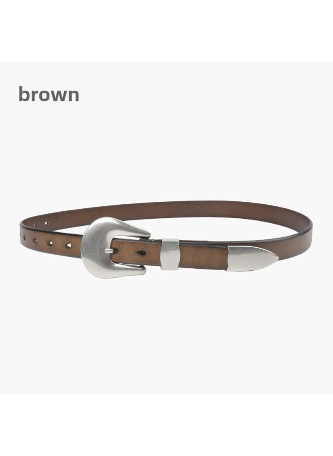 Womens Genuine Leather Belt Retro Fashion Luxury Tea
