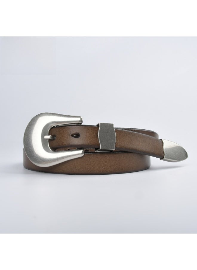 Womens Genuine Leather Belt Retro Fashion Luxury Tea