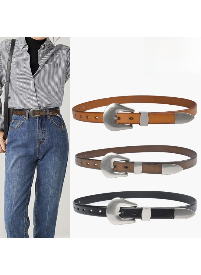 Womens Genuine Leather Belt Retro Fashion Luxury Tea