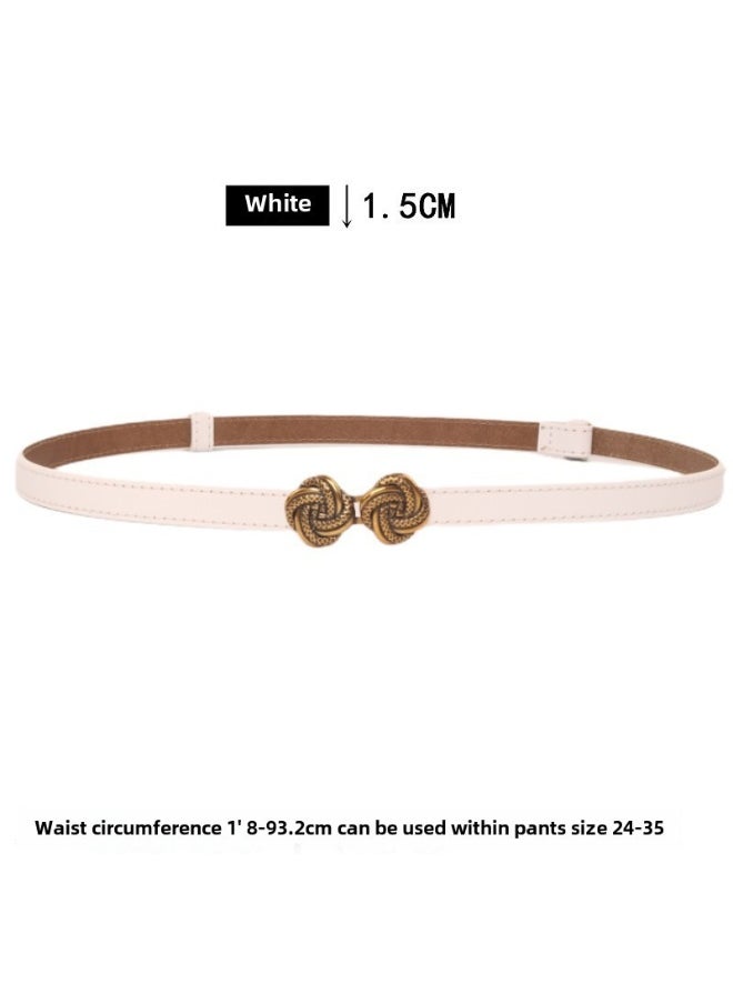 Retro Versatile Womens Leather Belt White