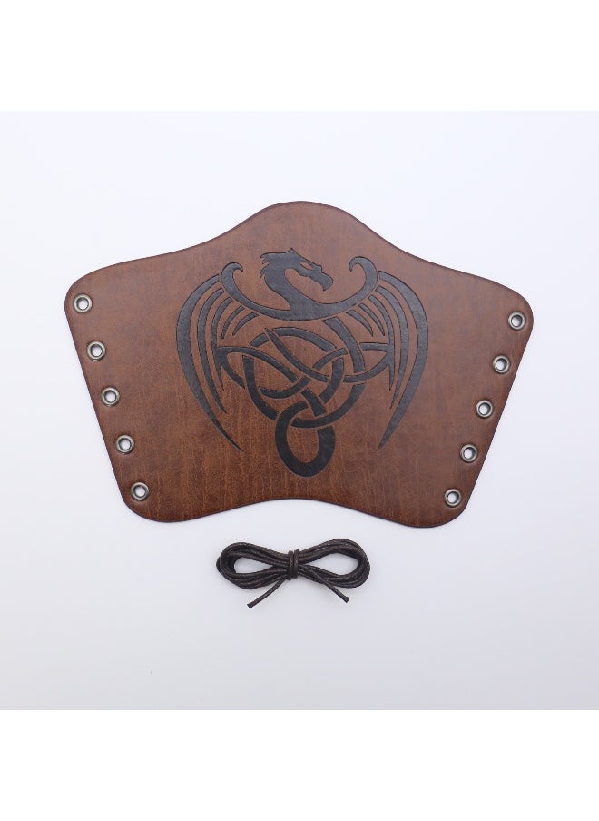 1 x 5 pcs Medieval Leather Wrist Guards Men Retro Punk VK205COF (1 brown flying dragon)