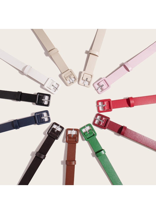 Ladies Fashion PU Belt with Pin Buckle Pink