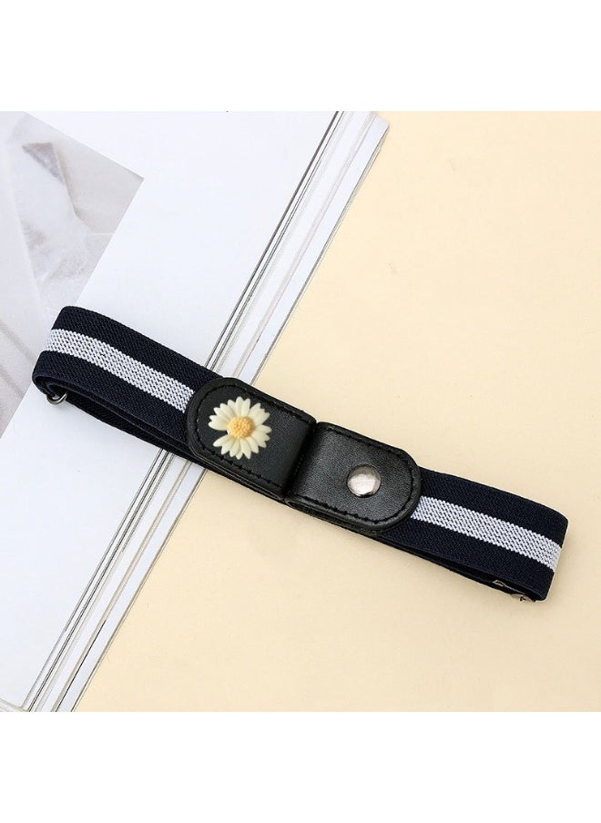 Invisible Elastic Waist Belt for Jeans SummerNavy blue and white daisy-2 Navy blue and white daisy-2