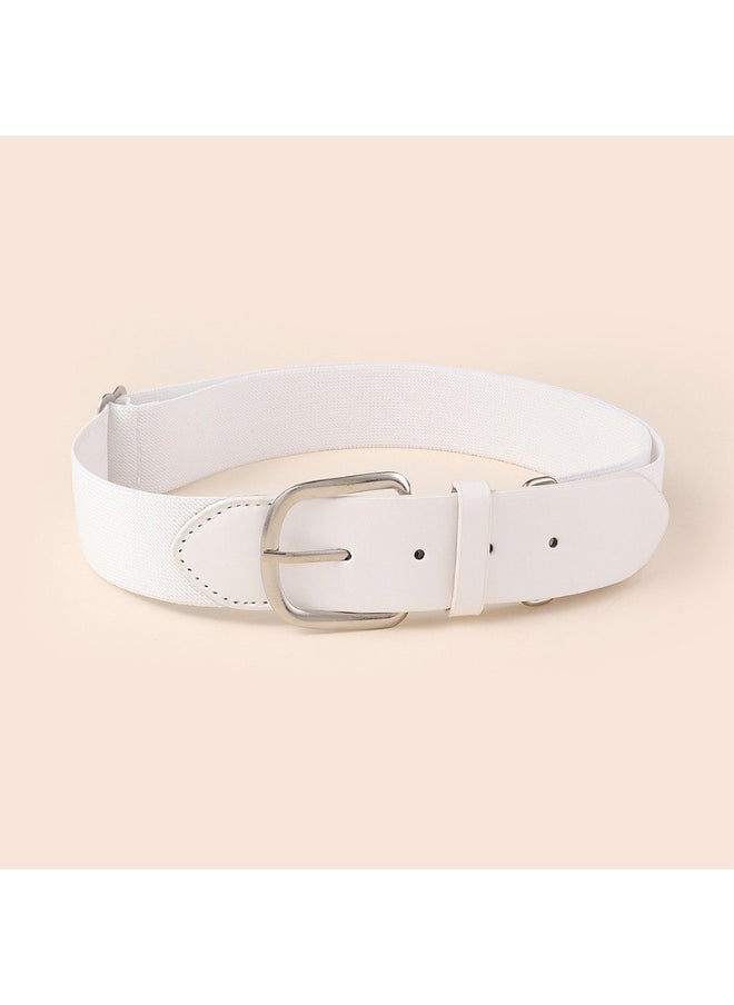Youth Elastic Baseball Belt Fashion Alloy White