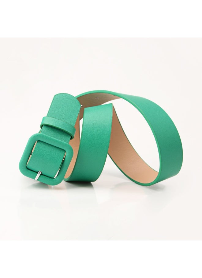 Elegant Candy-Colored Womens Belt with Square Buckle Black