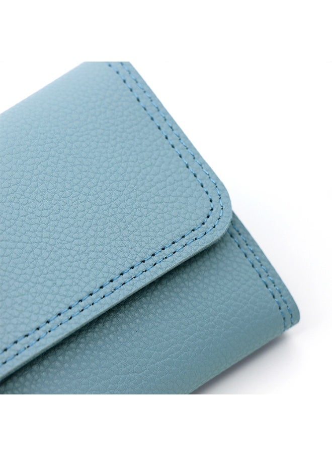 Women's Long Purse Simple Small Fresh Pu Three Fold Bag Zero Wallet Multi-card Card Bag Holding Bag