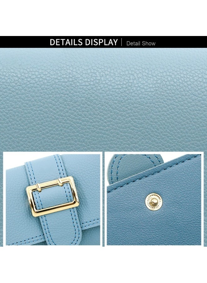 Women's Long Purse Simple Small Fresh Pu Three Fold Bag Zero Wallet Multi-card Card Bag Holding Bag