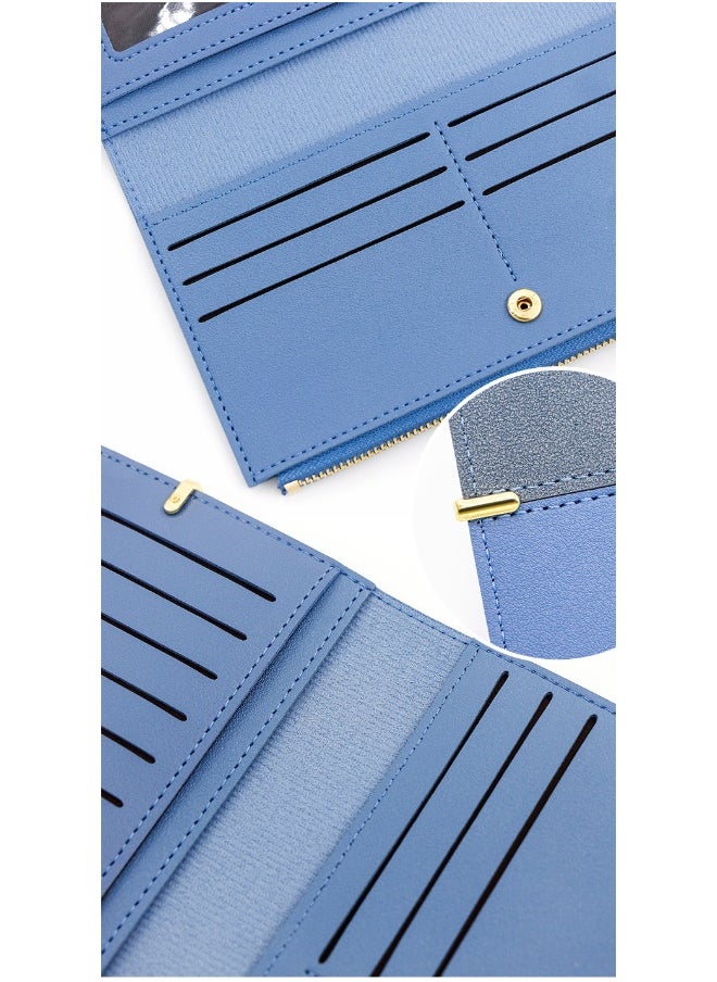 Women's Purse Simple Fashion Women's Long Purse 2 Fold Money Clip Purse Purse Purse Zipper Bag