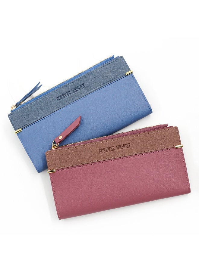 Women's Purse Simple Fashion Women's Long Purse 2 Fold Money Clip Purse Purse Purse Zipper Bag