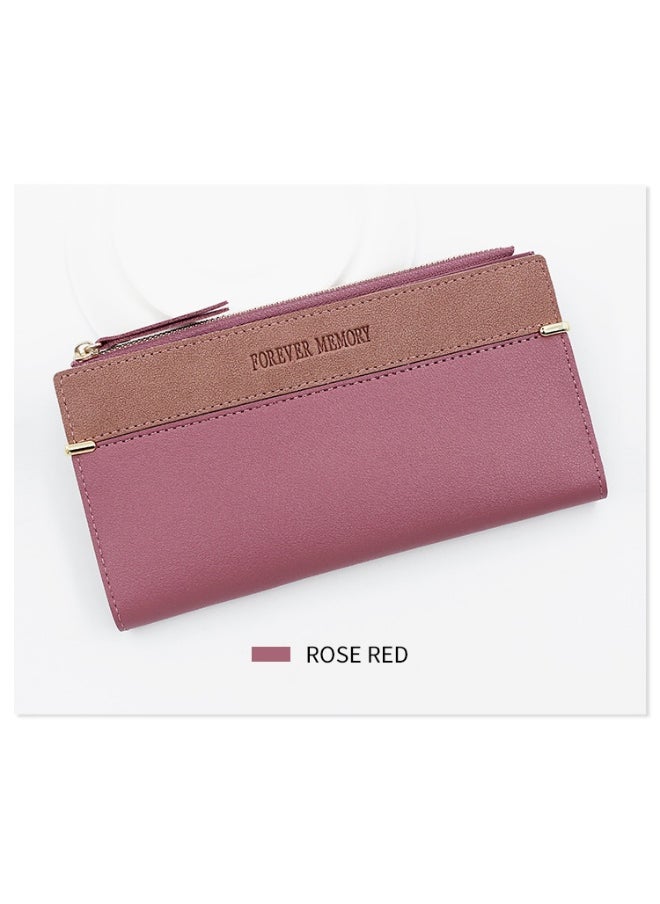 Women's Purse Simple Fashion Women's Long Purse 2 Fold Money Clip Purse Purse Purse Zipper Bag