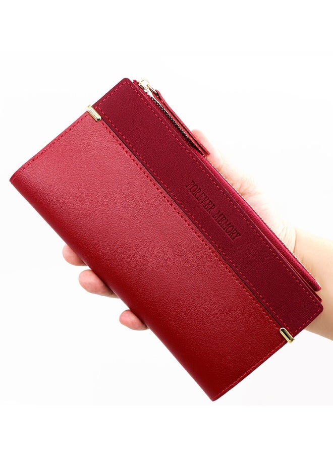Women's Purse Simple Fashion Women's Long Purse 2 Fold Money Clip Purse Purse Purse Zipper Bag