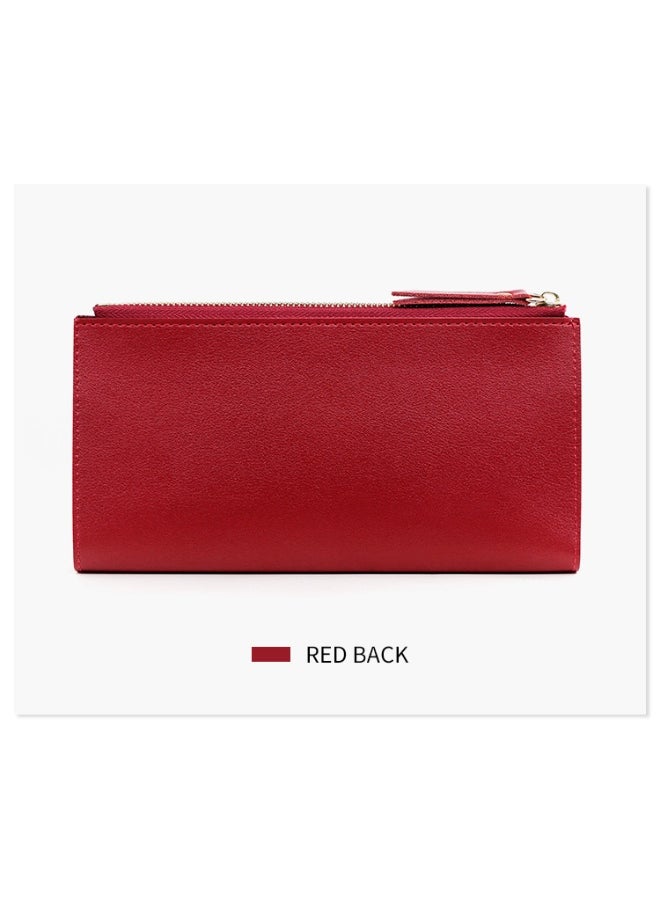 Women's Purse Simple Fashion Women's Long Purse 2 Fold Money Clip Purse Purse Purse Zipper Bag