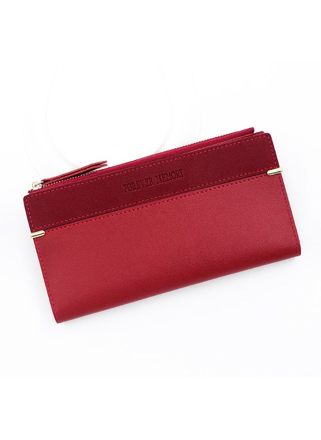 Women's Purse Simple Fashion Women's Long Purse 2 Fold Money Clip Purse Purse Purse Zipper Bag