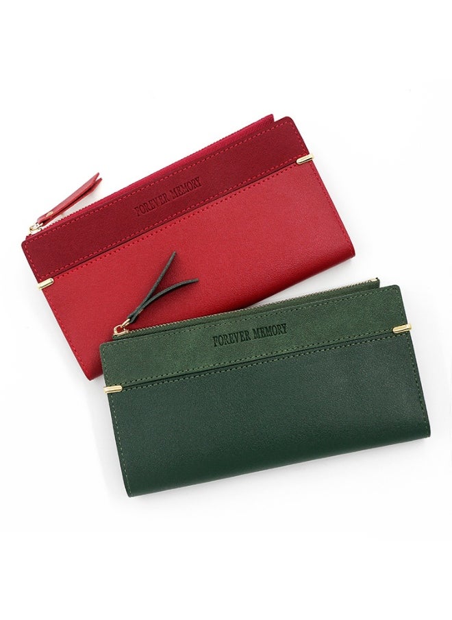 Women's Purse Simple Fashion Women's Long Purse 2 Fold Money Clip Purse Purse Purse Zipper Bag