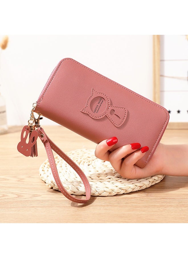 Cute Cat Holding Purse Women's Long Zipper Korean Fashion Handbag Coin Purse