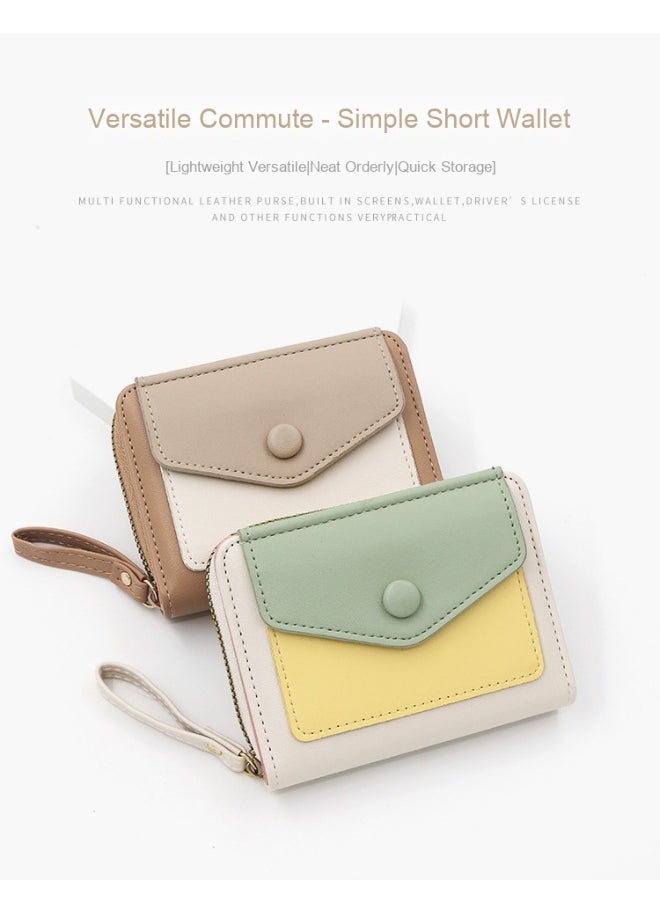 Women's Short Purse Fresh And Simple Pu Color Organ Card Bag