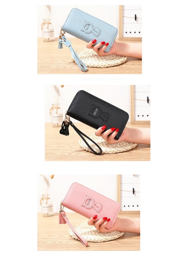 Cute Cat Holding Purse Women's Long Zipper Korean Fashion Handbag Coin Purse