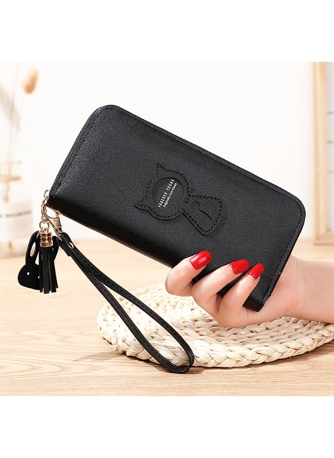 Cute Cat Holding Purse Women's Long Zipper Korean Fashion Handbag Coin Purse