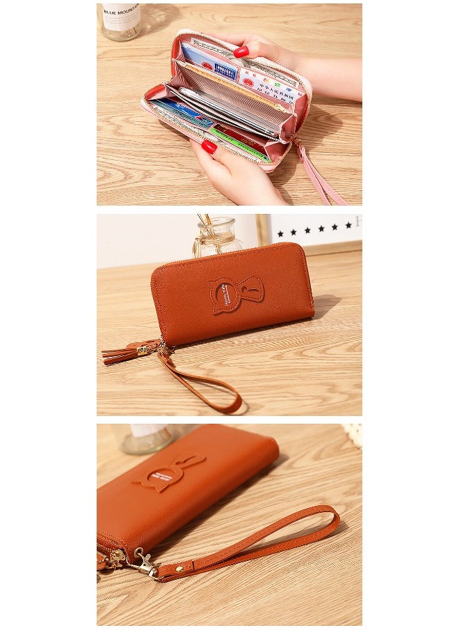 Cute Cat Holding Purse Women's Long Zipper Korean Fashion Handbag Coin Purse
