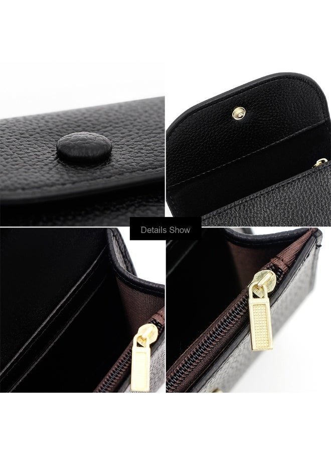 Card Bag Simple Large Capacity Hand Purse Zipper Bag Soft Pu Leather Compact Card Bag Sleeve