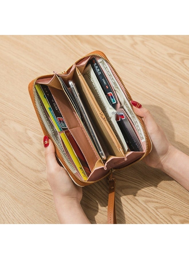 Long Women's Zipper Money Clip Female Student Korean Patchwork Color Fringed Handhold Mobile Phone Bag