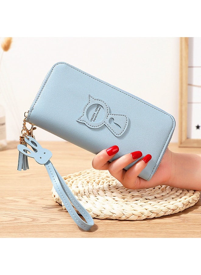 Cute Cat Holding Purse Women's Long Zipper Korean Fashion Handbag Coin Purse