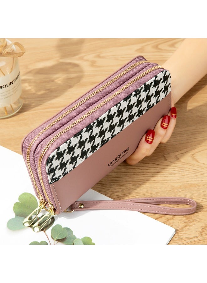 Women's Long Purse Double Zipper Student Thousand Bird Print Money Clip Large Capacity Clutch Bag Soft Coin Purse
