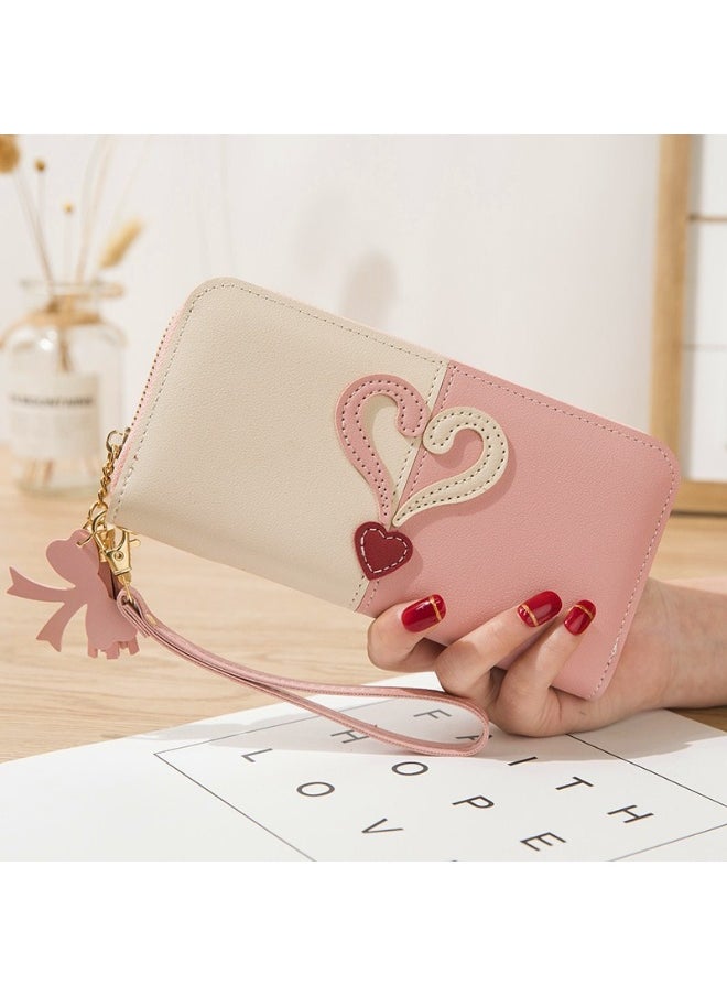 Long Women's Zipper Money Clip Female Student Korean Patchwork Color Fringed Handhold Mobile Phone Bag