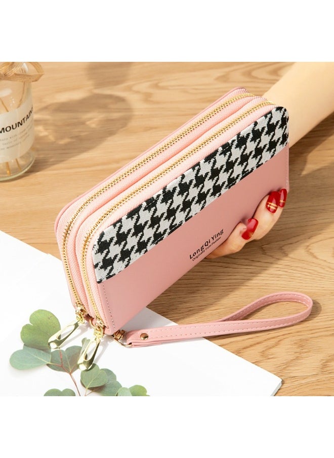 Women's Long Purse Double Zipper Student Thousand Bird Print Money Clip Large Capacity Clutch Bag Soft Coin Purse