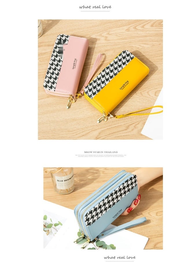 Women's Long Purse Double Zipper Student Thousand Bird Print Money Clip Large Capacity Clutch Bag Soft Coin Purse