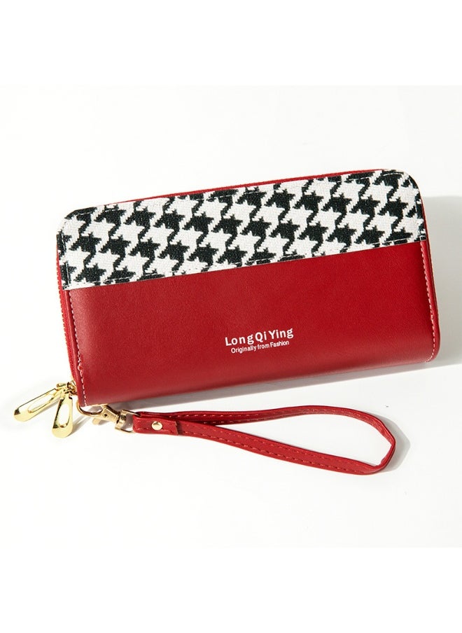 Women's Long Purse Double Zipper Student Thousand Bird Print Money Clip Large Capacity Clutch Bag Soft Coin Purse