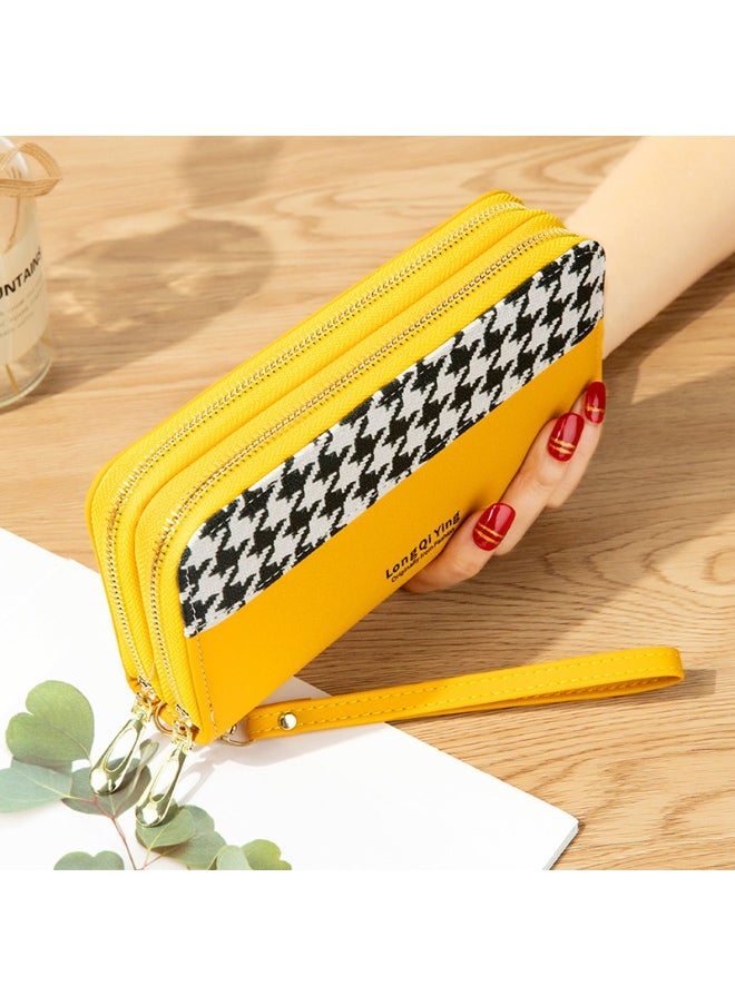 Women's Long Purse Double Zipper Student Thousand Bird Print Money Clip Large Capacity Clutch Bag Soft Coin Purse