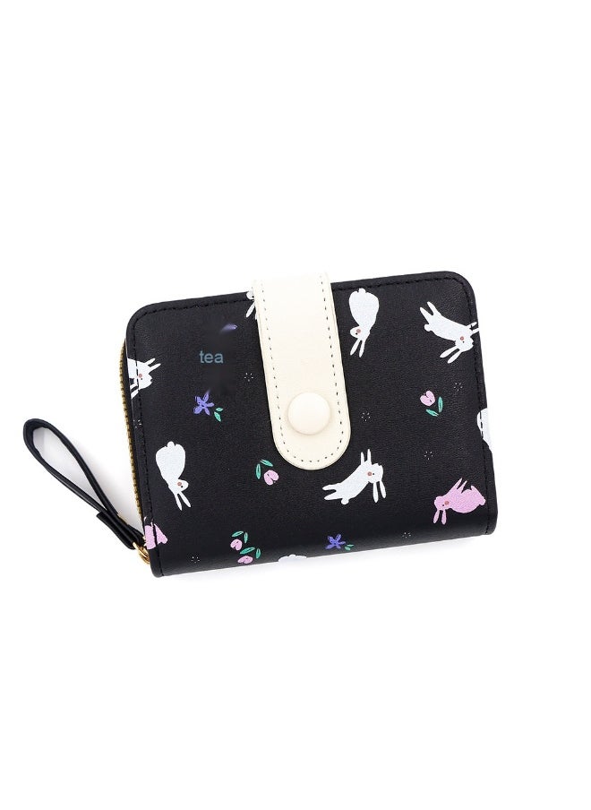 Girl's Purse Student Zipper Coin Purse Women's Short Purse Three Fold Coin Bag Multi-card Bag