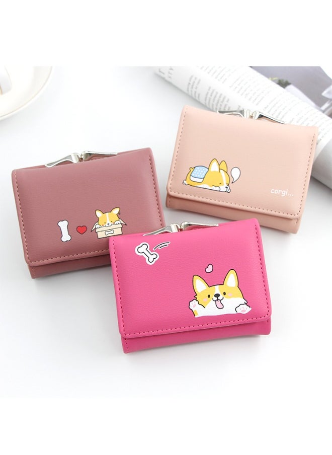 Women's Purse Cartoon Cute Clutch Purse Coin Purse Pu Triple Fold Women's Short Purse Money Clip