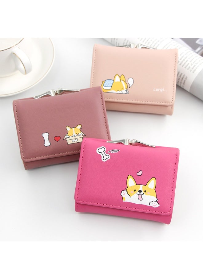 Women's Purse Cartoon Cute Clutch Purse Coin Purse Pu Triple Fold Women's Short Purse Money Clip