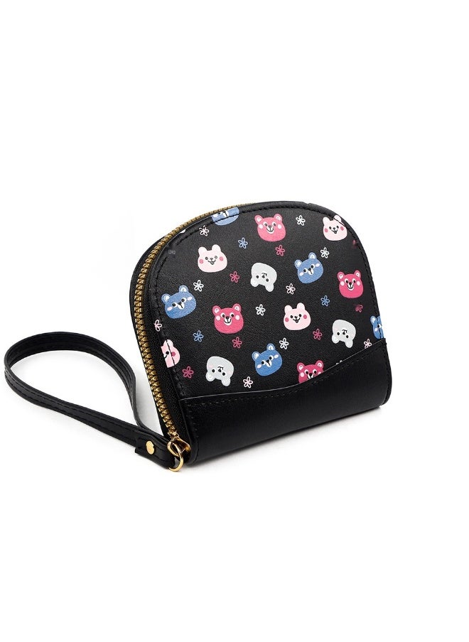 Card Bag Cute Cartoon Short Zipper Purse Card Bag Women's Bear Coin Purse