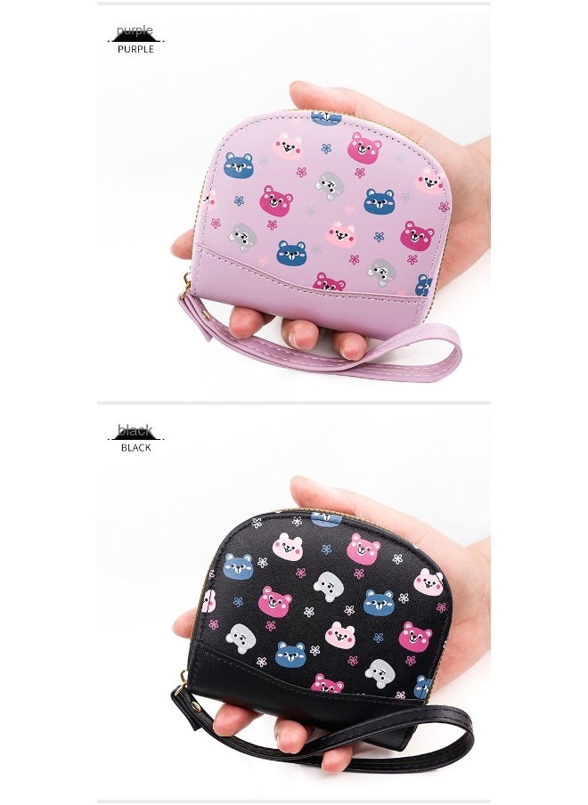 Card Bag Cute Cartoon Short Zipper Purse Card Bag Women's Bear Coin Purse
