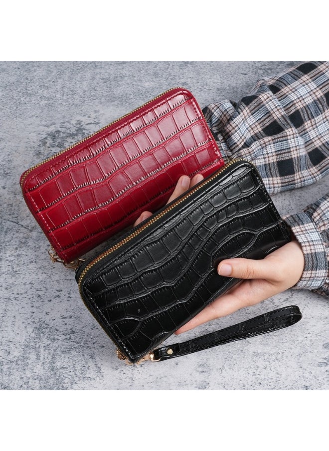 New Crocodile Pattern Small Fragrant PU Leathe Hand Bag Card Bag Multi-Functional Zipper Bag Advanced Purse Wallet