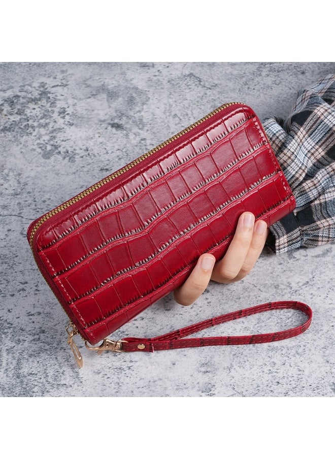 New Crocodile Pattern Small Fragrant PU Leathe Hand Bag Card Bag Multi-Functional Zipper Bag Advanced Purse Wallet