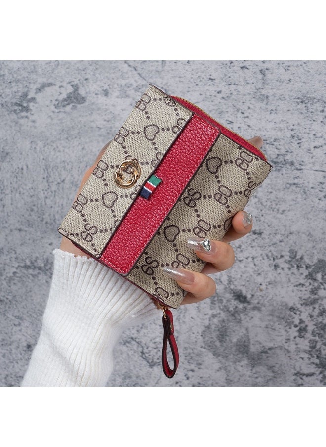 New Short Printed Multi-card Student Purse Ladies Large Capacity Organ Card Coin Purse Wallet All-in-one Bag