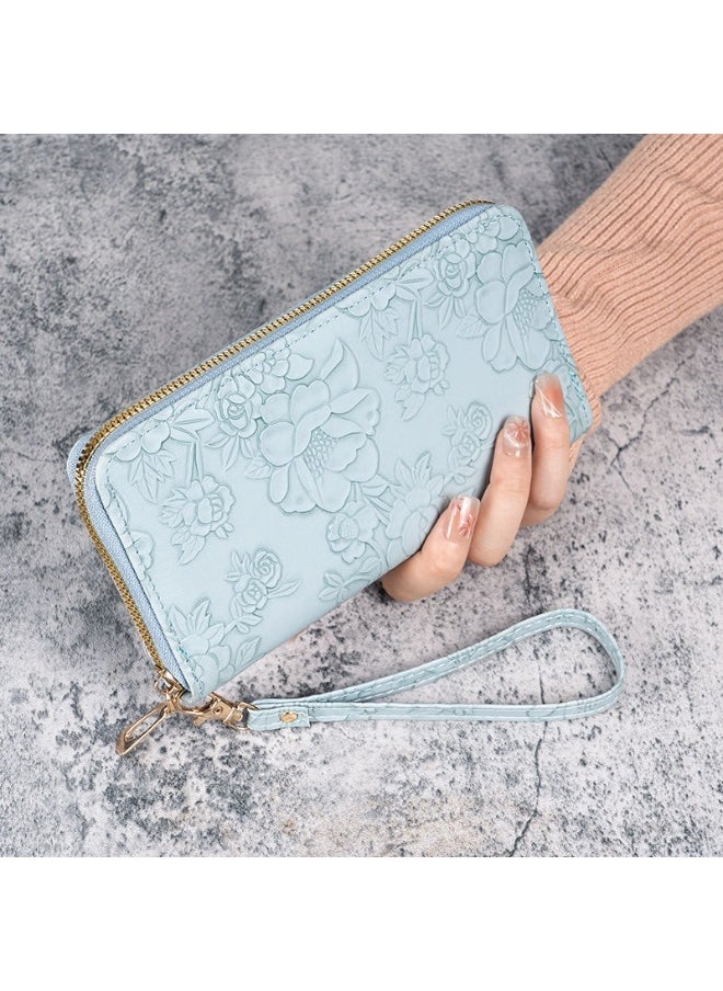 Ladies Purse Wallet PU Leather Long Women Wallet Card Holder Organiser Wallet Wristlet Clutch Wallet with Zipper Pocket Coin Purse Phone Wallet with Pendant