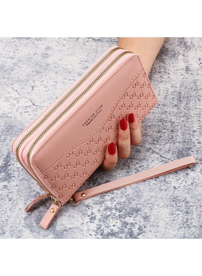 Ladies Purse Wallet PU Leather Long Women Wallet Card Holder Organiser Wallet Wristlet Clutch Wallet with Zipper Pocket Coin Purse Phone Wallet with Pendant